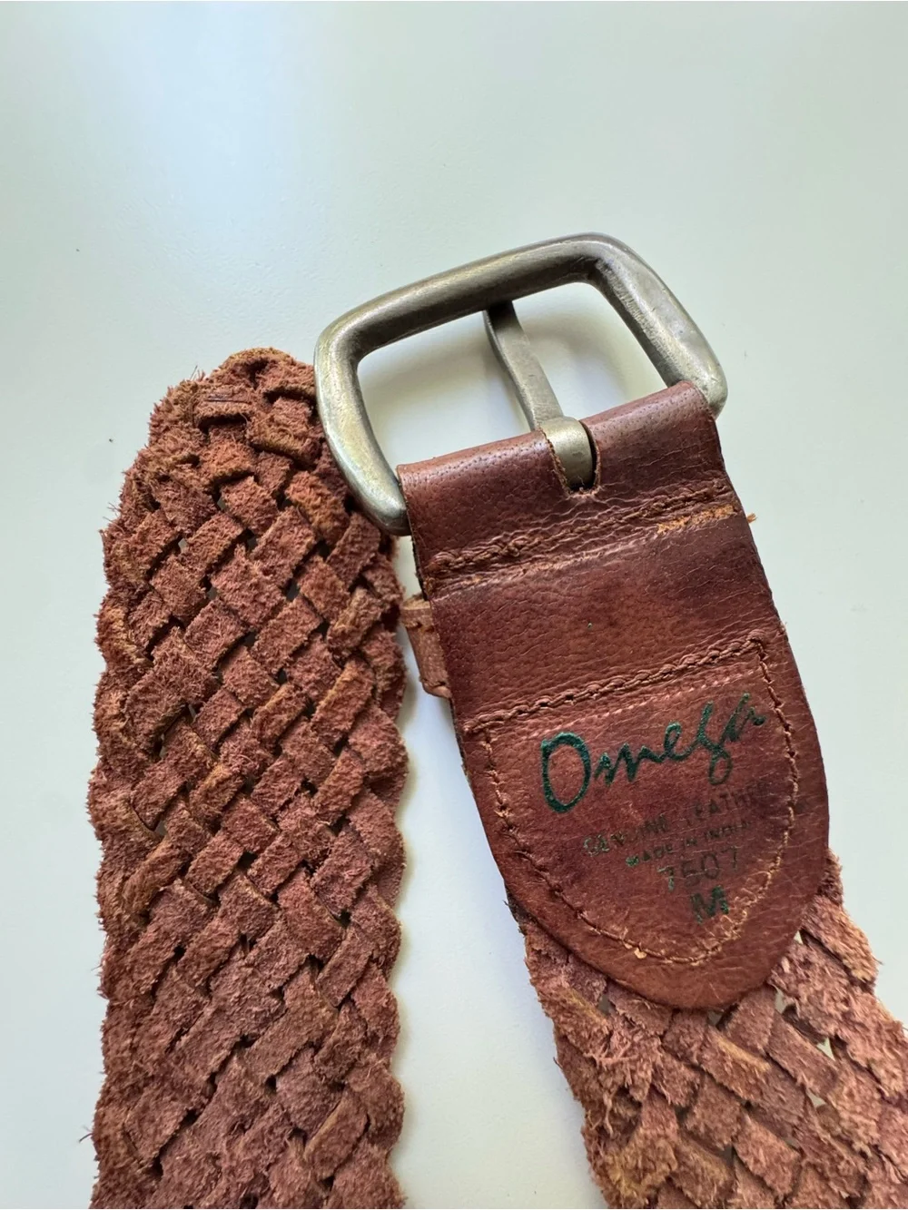 Omega Western Braided Brown Leather Belt Womens M - Picture 6 of 7